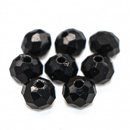 Бусины рондели 6*4мм, черный глянцевый с переливом.